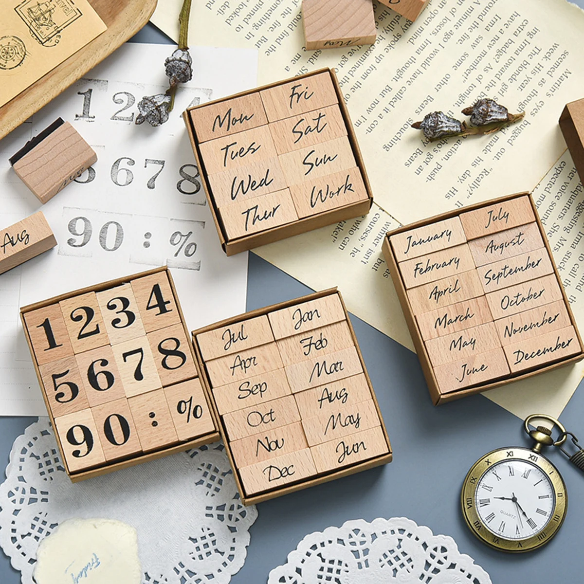 Rubber Date Stamp - ختم خشبي مطاطي للتاريخ، 12 شهرًا